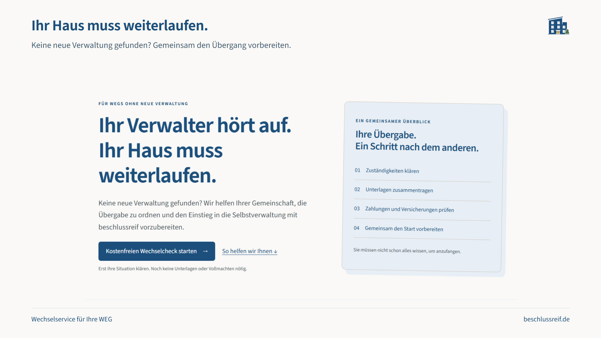 Vorschaubild unseres Wechselservice-Films mit Einblicken in beschlussreif.